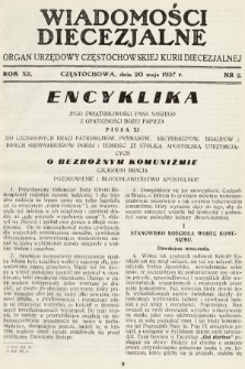 Wiadomości Diecezjalne : organ urzędowy Częstochowskiej Kurji Biskupiej. 1937, nr 2