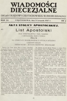 Wiadomości Diecezjalne : organ urzędowy Częstochowskiej Kurji Biskupiej. 1937, nr 4