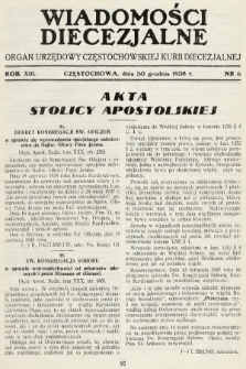 Wiadomości Diecezjalne : organ urzędowy Częstochowskiej Kurji Biskupiej. 1938, nr 6