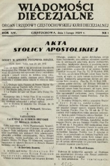 Wiadomości Diecezjalne : organ urzędowy Częstochowskiej Kurji Biskupiej. 1939, nr 1