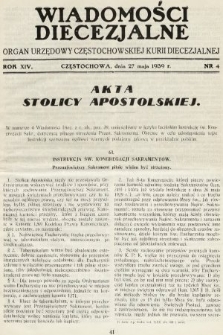 Wiadomości Diecezjalne : organ urzędowy Częstochowskiej Kurji Biskupiej. 1939, nr 4