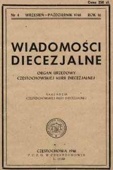 Wiadomości Diecezjalne : organ urzędowy Częstochowskiej Kurii Diecezjalnej. 1948, nr 4