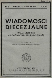 Wiadomości Diecezjalne : organ urzędowy Częstochowskiej Kurii Diecezjalnej. 1949, nr 2