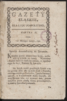 Gazety Sląskie dla Ludu Pospolitego. 1790, kartka II