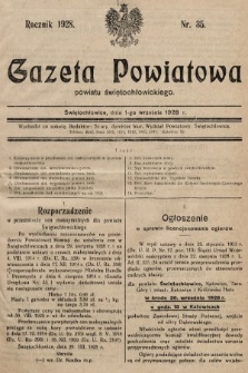 Gazeta Powiatowa Powiatu Świętochłowickiego = Kreisblattdes Kreises Świętochłowice. 1928, nr 35
