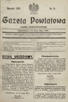 Gazeta Powiatowa Powiatu Świętochłowickiego = Kreisblattdes Kreises Świętochłowice. 1929, nr 8
