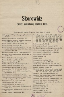 Gazeta Powiatowa Powiatu Świętochłowickiego = Kreisblattdes Kreises Świętochłowice. 1930, skorowidz rocznik 1930