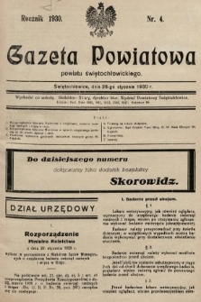 Gazeta Powiatowa Powiatu Świętochłowickiego = Kreisblattdes Kreises Świętochłowice. 1930, nr 4