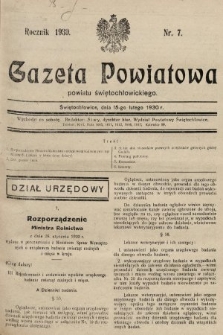 Gazeta Powiatowa Powiatu Świętochłowickiego = Kreisblattdes Kreises Świętochłowice. 1930, nr 7