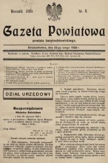 Gazeta Powiatowa Powiatu Świętochłowickiego = Kreisblattdes Kreises Świętochłowice. 1930, nr 8