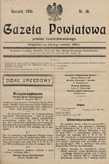 Gazeta Powiatowa Powiatu Świętochłowickiego = Kreisblattdes Kreises Świętochłowice. 1930, nr 36