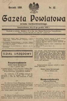 Gazeta Powiatowa Powiatu Świętochłowickiego = Kreisblattdes Kreises Świętochłowice. 1930, nr 52