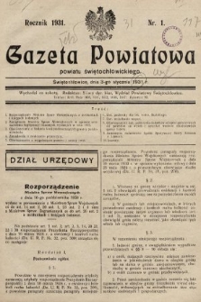 Gazeta Powiatowa Powiatu Świętochłowickiego = Kreisblattdes Kreises Świętochłowice. 1931, nr 1
