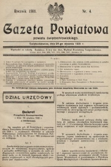 Gazeta Powiatowa Powiatu Świętochłowickiego = Kreisblattdes Kreises Świętochłowice. 1931, nr 4