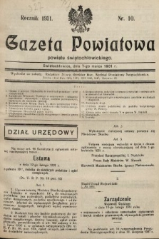 Gazeta Powiatowa Powiatu Świętochłowickiego = Kreisblattdes Kreises Świętochłowice. 1931, nr 10