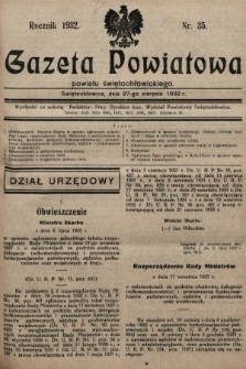 Gazeta Powiatowa Powiatu Świętochłowickiego = Kreisblattdes Kreises Świętochłowice. 1932, nr 35