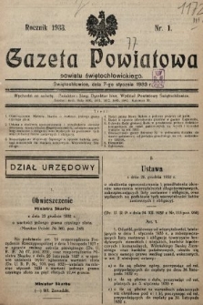 Gazeta Powiatowa Powiatu Świętochłowickiego = Kreisblattdes Kreises Świętochłowice. 1933, nr 1