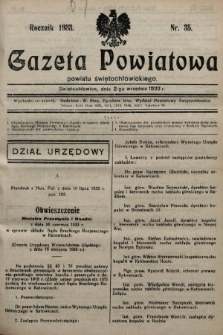Gazeta Powiatowa Powiatu Świętochłowickiego = Kreisblattdes Kreises Świętochłowice. 1933, nr 35