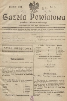 Gazeta Powiatowa Powiatu Świętochłowickiego = Kreisblattdes Kreises Świętochłowice. 1934, nr 1