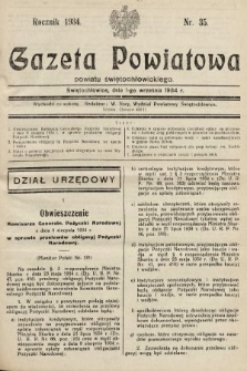 Gazeta Powiatowa Powiatu Świętochłowickiego = Kreisblattdes Kreises Świętochłowice. 1934, nr 35