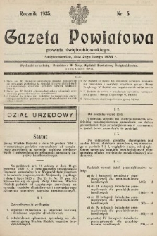 Gazeta Powiatowa Powiatu Świętochłowickiego = Kreisblattdes Kreises Świętochłowice. 1935, nr 5