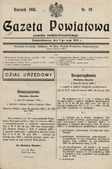 Gazeta Powiatowa Powiatu Świętochłowickiego = Kreisblattdes Kreises Świętochłowice. 1935, nr 19