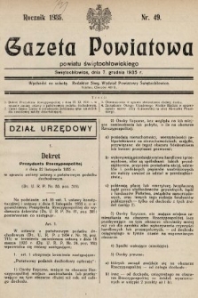 Gazeta Powiatowa Powiatu Świętochłowickiego = Kreisblattdes Kreises Świętochłowice. 1935, nr 49