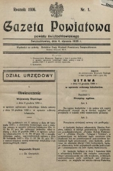 Gazeta Powiatowa Powiatu Świętochłowickiego = Kreisblattdes Kreises Świętochłowice. 1936, nr 1
