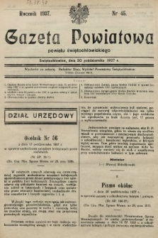 Gazeta Powiatowa Powiatu Świętochłowickiego = Kreisblattdes Kreises Świętochłowice. 1937, nr 45
