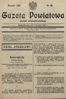 Gazeta Powiatowa Powiatu Świętochłowickiego = Kreisblattdes Kreises Świętochłowice. 1937, nr 50