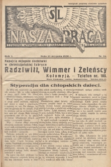 Nasza Praca : tygodnik wydawany przez Zarząd Główny TSL we Lwowie. 1936, nr 34