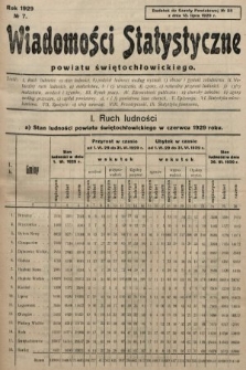 Wiadomości Statystyczne Powiatu Świętochłowickiego : dodatek do Gazety Powiatowej. 1929, nr 7