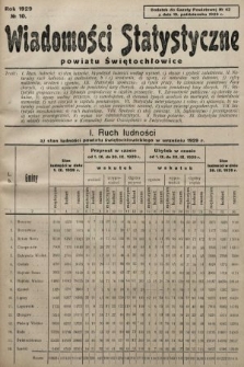 Wiadomości Statystyczne Powiatu Świętochłowickiego : dodatek do Gazety Powiatowej. 1929, nr 10