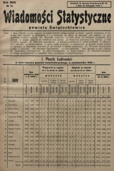 Wiadomości Statystyczne Powiatu Świętochłowickiego : dodatek do Gazety Powiatowej. 1929, nr 11