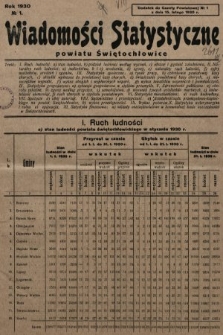 Wiadomości Statystyczne Powiatu Świętochłowickiego : dodatek do Gazety Powiatowej. 1930, nr 1