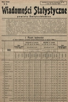 Wiadomości Statystyczne Powiatu Świętochłowickiego : dodatek do Gazety Powiatowej. 1930, nr 3