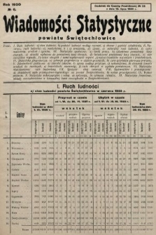 Wiadomości Statystyczne Powiatu Świętochłowickiego : dodatek do Gazety Powiatowej. 1930, nr 6