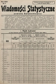Wiadomości Statystyczne Powiatu Świętochłowickiego : dodatek do Gazety Powiatowej. 1930, nr 7