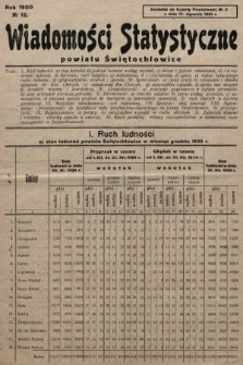 Wiadomości Statystyczne Powiatu Świętochłowickiego : dodatek do Gazety Powiatowej. 1930, nr 12