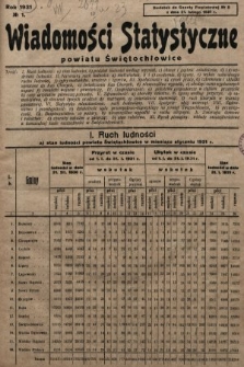 Wiadomości Statystyczne Powiatu Świętochłowickiego : dodatek do Gazety Powiatowej. 1931, nr 1
