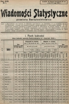 Wiadomości Statystyczne Powiatu Świętochłowickiego : dodatek do Gazety Powiatowej. 1933, nr 1