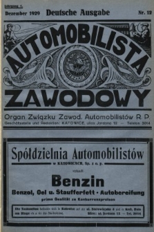 Automobilista Zawodowy : organ Związku Zawod. Automobilistów R.P. 1929, nr 12