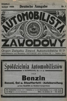 Automobilista Zawodowy : organ Związku Zawod. Automobilistów R.P. 1930, nr 1