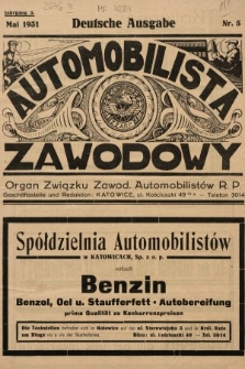 Automobilista Zawodowy : organ Związku Zawod. Automobilistów R.P. 1931, nr 5