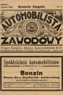 Automobilista Zawodowy : organ Związku Zawod. Automobilistów R.P. 1931, nr 8