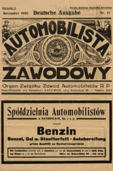 Automobilista Zawodowy : organ Związku Zawod. Automobilistów R.P. 1931, nr 11