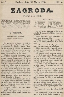 Zagroda : pismo dla ludu. 1875, nr 5