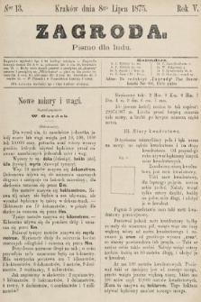 Zagroda : pismo dla ludu. 1875, nr 13