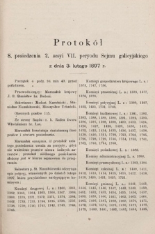 [Kadencja VII, sesja II, pos. 8] Protokół 8. Posiedzenia 2. Sesyi, VII. Peryodu Sejmu Galicyjskiego