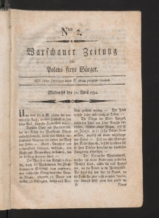 Warschauer Zeitung für Polens Freye Bürger. 1794, nr 2